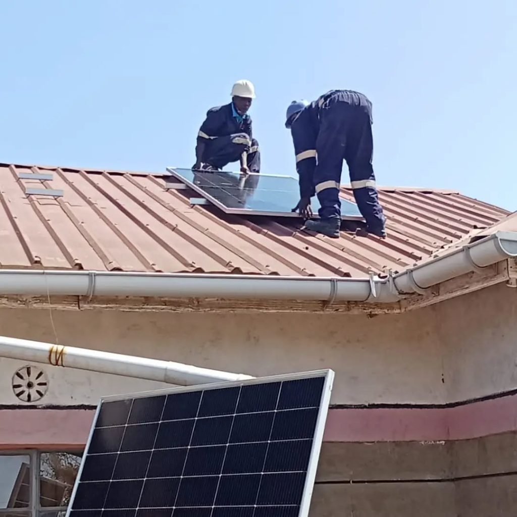 Solar panel positioning at Madam Diana’s home in Mutanda, Kitui